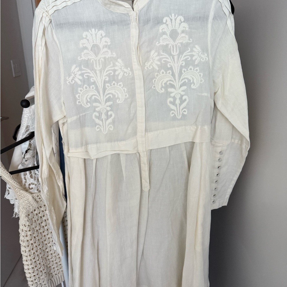 Pale yellow hm conscious embroidered mini dress